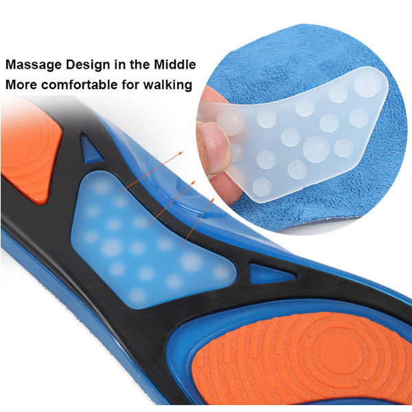 Amazon High Elastic Shock Absorbimento Plantar Fasitis Relief Foot Care Silicone Gel Sports Sneaker Insole ZG -321